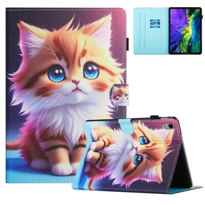 For iPad mini (2026) Case Pattern Printing Leather Tablet Cover with Card Holder - Yellow Cat