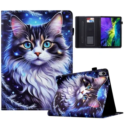 For iPad mini (2026) Case Pattern Printing Leather Tablet Cover with Card Holder - Cat
