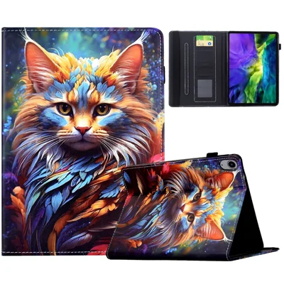 For iPad mini (2026) Case Pattern Printing Leather Tablet Cover with Card Holder - Shining Cat