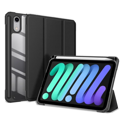  DUX DUCIS for iPad mini (2026) Case  TOBY Series Tri-fold Stand PU Leather Tablet Cover - Black