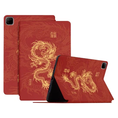 For Honor Pad X9b Max Case PU Leather Loong Pattern Stand Tablet Cover - All Wishes Come True