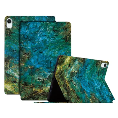 For iPad mini (2026) Case Pattern Print PU Leather Tablet Flip Cover - Emerald Marble