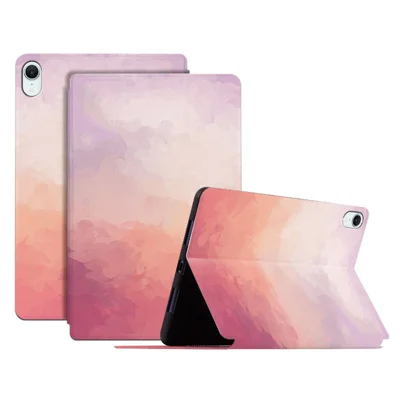 For iPad mini (2026) Case Watercolor Pattern PU Leather Stand Tablet Cover - Pink