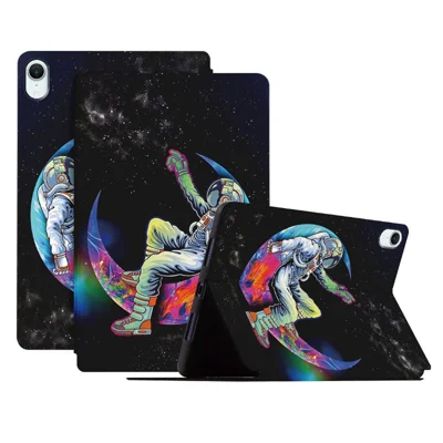 For iPad mini (2026) Case Astronaut Printed PU Leather Tablet Protective Cover - Style B