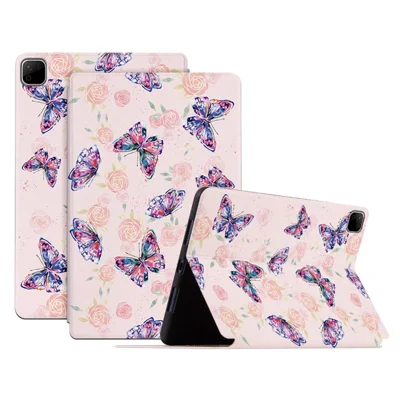 For Honor Pad X9b Max Protective Tablet Case PU Leather Butterfly Printed Stand Case Folio Flip Cover - Rose Butterfly