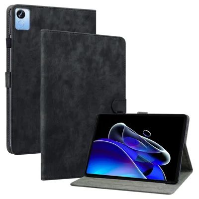 For Realme Pad X Card Slot Function PU Leather Tablet Case Cute Tiger Pattern Imprinted Anti-scratch Shell with Stand - Black