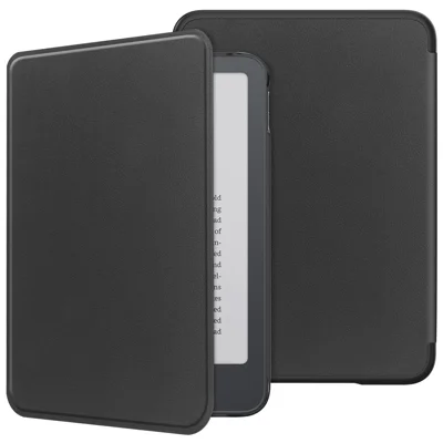 Voor Amazon Kindle (2026) E-readerhoes Schokbestendig PU-leer + PC-hoes - Zwart
