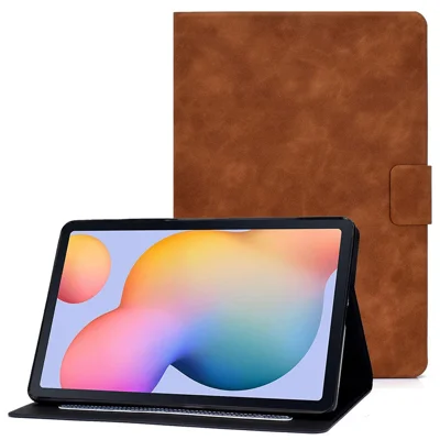 For Samsung Galaxy Tab S6 Lite (2020) P610 P615 / (2022) / (2024) PU Leather Card Holder Tablet Cover Adjustable Stand Magnetic Clasp Case - Brown