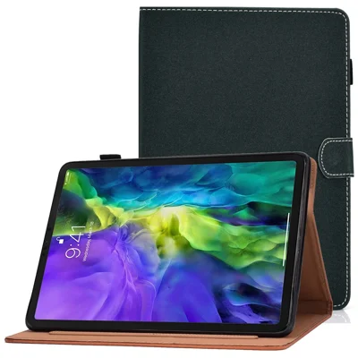 غطاء لوحي من جلد البولي يوريثان مع حامل وفتحة لحفظ البطاقات - أخضر متوافق مع iPad Air 11 (2025) / (2024) / Air (2020) / (2022) / iPad Pro 11 (2022) / (2021) / (2020) / (2018)