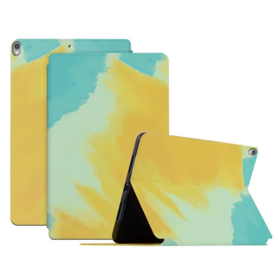 Voor iPad Air 10,5 inch (2019) / iPad Pro 10,5 inch (2017) Waterverfpatroon PU Leren Tablet Hoesje Vouwbare Stand Auto Wake / Sleep Beschermhoes - Geel