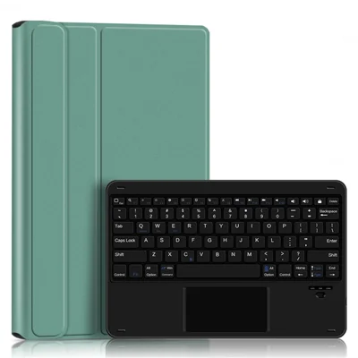 For Xiaomi Pad 5 Pro PU Leather Keyboard Case Bluetooth-compatible Keyboard with Stand Magnetic Protective Cover - Green