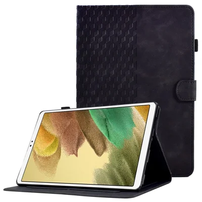 Für Samsung Galaxy Tab A7 Lite 8,7 Zoll (T220 / T225) Schutzhülle Anti-Fall Automatisches Wecken / Schlafen Folio Flip Cover Musterprägung Tablet-Hülle mit Kartenschlitzen / Ständer - Schwarz