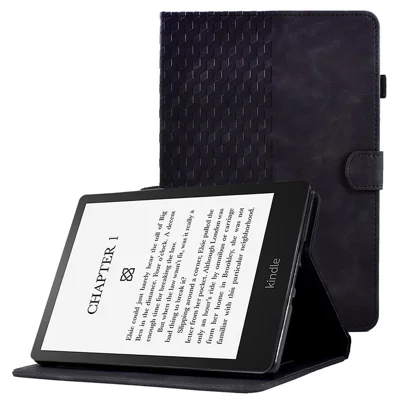 Para Amazon Kindle Paperwhite 5 (2021) Capa de Couro Antiderrapante Automática Despertar / Sono Capa Protetora à Prova de Choque Padrão de Cor Sólida Impressa Protetor de Tablet com Slots para Cartão / Suporte - Preto