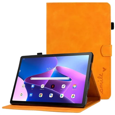 Musterbedecktes, stoßfestes Etui für Lenovo Tab M10 (3. Gen) TB-328FU / TB-328XU, Anti-Fall, einfarbig, Ledertablet-Etui, schützende Folio-Klapphülle mit Kartenfächern, unterstützt automatische Ein-/Aus-Funktion – Khaki