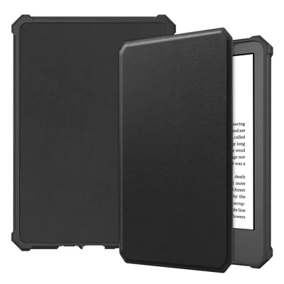 Capa para Amazon Kindle 6 polegadas (2024) / (2022) em Pele PU + TPU, Proteção Total para E-Reader com Ativação e Suspensão Automáticas - Preto
