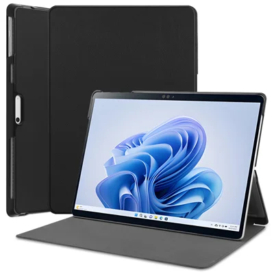 Für Microsoft Surface Pro 11 / 10 / 9 PU-Leder, faltbare Standhülle, Vollschutz-Schutzhülle - Schwarz