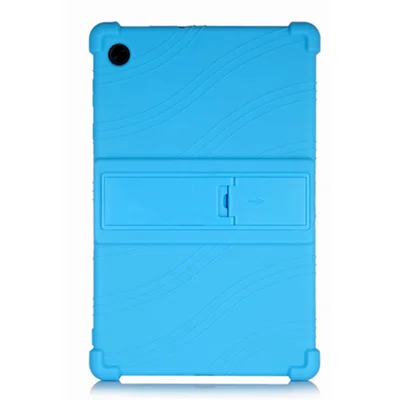 For Lenovo Tab M10 (Gen 3) TB-328FU / TB-328XU Silicone Shockproof Tablet Cover Corner Cushion PC Kickstand Anti-Slip Kids Friendly Protective Case - Sky Blue