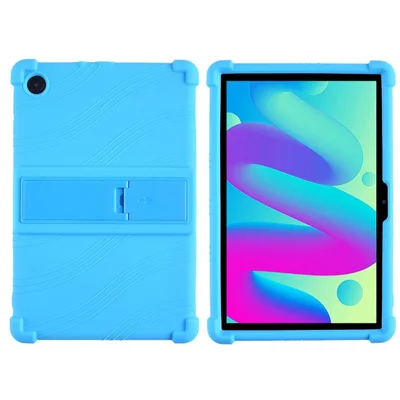 For TCL Tab 10L / Tab 10 HD 4G Soft Skin Silicone Protective Case Honey Comb Multi-Angle Kickstand Tablet Cover - Sky Blue