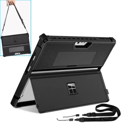 Hard PC Soft TPU Case for Microsoft Surface Pro 9 Stripe Pattern Protective Cover with Lid Anti-Drop Laptop Case