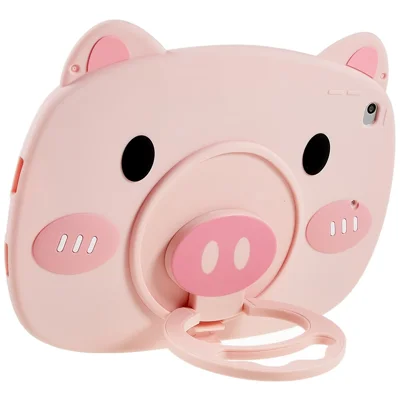 For iPad mini 4 / iPad mini (2019) 7.9 inch 3D Cute Piggy Tablet Case Soft Silicone Shockproof PC Handle Kickstand Cover