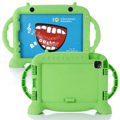 For iPad (2025) / 10.9 (2022) / Pro 11 (2022) / (2020) / (2021) / (2018) / Air (2020) / Air (2022) Silicone Tablet Case Stand Cover - Green
