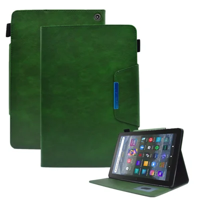 For Amazon Fire HD 8 (2020) / (2022) / 8 Plus (2022) / (2020) Leather Tablet Case Wallet Stand Slim Tablet Cover - Green