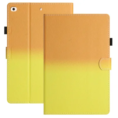 For iPad Air (2013) / Air 2 / iPad 9.7-inch (2017) / (2018) Tablet Case PU Leather Protective Cover with Card Holder - Orange Yellow Gradient