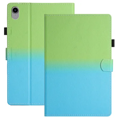 For iPad (2025) / 10.9 (2022) Gradient Tablet Case PU Leather Card Holder Stand Cover with Auto Wake / Sleep - Green Blue Gradient