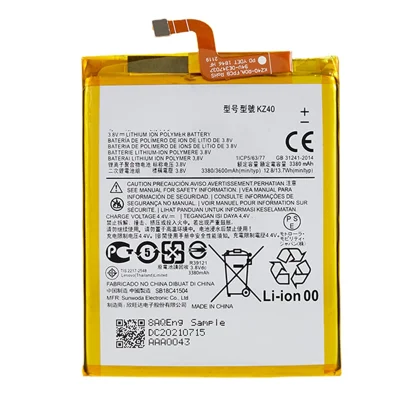 For Motorola Moto Z4 3.8V 3380mAh Li-ion Battery Replacement Part, Encode: KZ40 (without Logo)