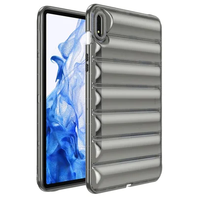 غطاء واقي لهاتف Samsung Galaxy Tab S7 T870 / Tab S8 X700 من مادة TPU بلمسة ناعمة بتصميم معطف داون - رمادي