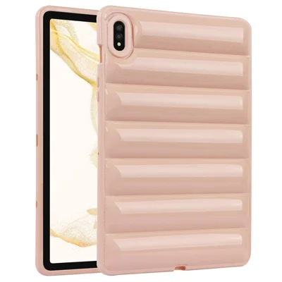 Funda de tela suave TPU para tableta Samsung Galaxy Tab S7 / S8 / T870 / X700, tipo chaqueta acolchada - Rosa