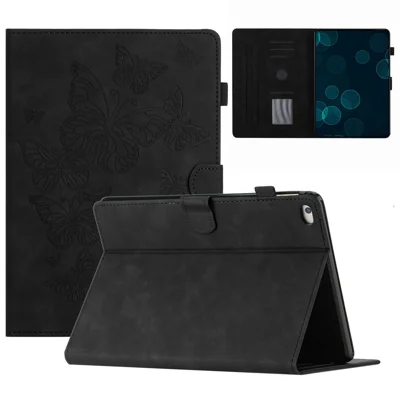 For iPad Mini 1 / 2 / 3 / 4 / Mini (2019) 7.9 inch Imprinted Pattern PU Leather Flip Cover Card Slot Tablet Case - Black