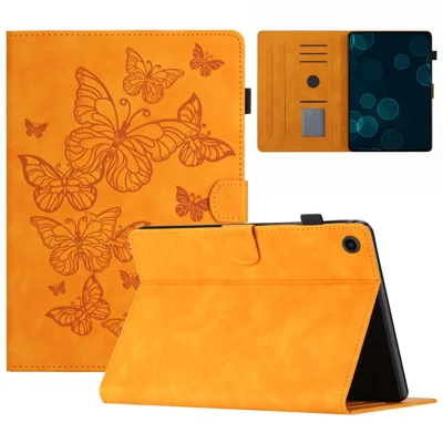 For Lenovo Tab M10 Plus (3rd Gen) / Xiaoxin Pad 2022 10.6 inch Leather Tablet Case Card Slot Stand Imprinted Cover - Yellow