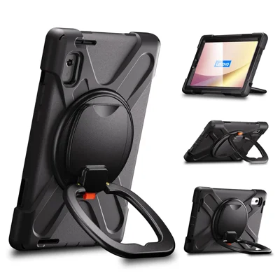Funda con soporte giratorio de 360 grados para Lenovo Tab M9 TB-310FU (2023), carcasa de tableta de silicona PC - Negro