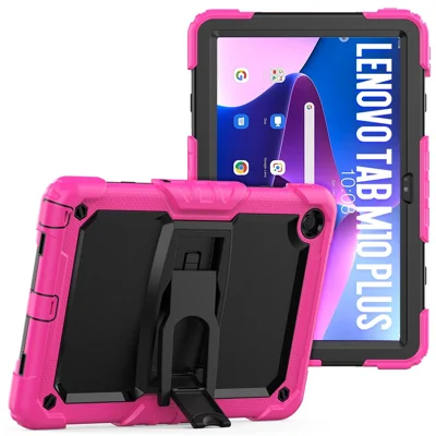 Für Lenovo Tab M10 Plus (3. Generation) 125FU / 128FU / Xiaoxin Pad 2022 10.6 Zoll Silikon+PC-Tablet-Cover Ständer-Hülle mit Strap - Rose