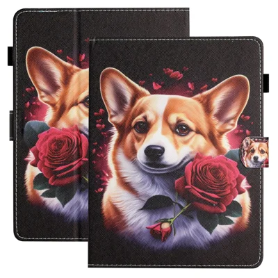 PU Leather 8-inch Tablet Case Cover Pattern Printing Card Holder Folio Stand Cover - Dog
