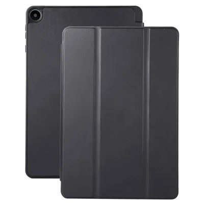 For Huawei MatePad SE 10.4-inch Solid Color PU Leather Tablet Cover Tri-Fold Stand Anti-drop Case with Pencil Slot - Black