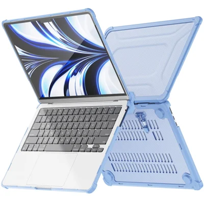 Hülle für MacBook Air 13 Zoll (2025) / (2024) / (2022) M2 A2681, PC + TPU, Ständer, wärmeableitend – Babyblau
