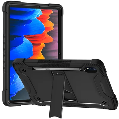 Stoßfeste Hülle für Samsung Galaxy Tab S8 / S7, Ständer-Silikon + PC-Tablettenschutz - Schwarz