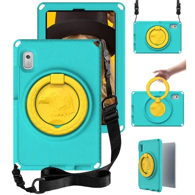 For Lenovo Tab M9 TB-310FU EVA+PC Tablet Protection Case Kickstand Hand Carrying Ring Cover with Shoulder Strap - Light Green