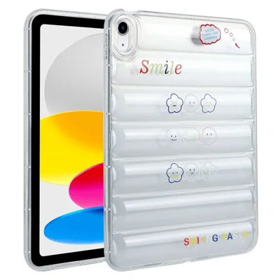 For iPad (2025) / 10.9 (2022) Soft TPU Pattern Tablet Case Down Jacket Design Air Cushion Shockproof Cover - Cloud Smiling Faces