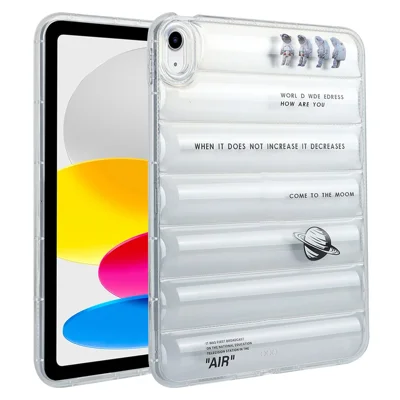 For iPad (2025) / 10.9 (2022) Soft TPU Pattern Tablet Case Down Jacket Design Air Cushion Shockproof Cover - Astronauts