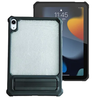 For iPad Air (2020) / (2022) Kickstand Tablet Case Air Cushion Shockproof TPU+PC Cover with Pencil Holder - Black