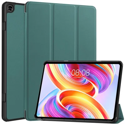 Para Teclast T50 Tri-fold Stand Shell Auto Sleep / Wake Tablet Case PU Leather Full Protective Cover - Blackish Green