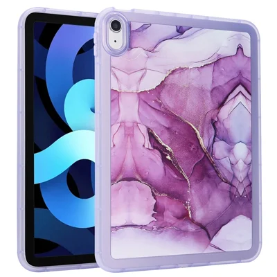 For iPad (2025) / 10.9 (2022) TPU Tablet Case Marble Pattern Printing Shockproof Back Cover Shell - Purple