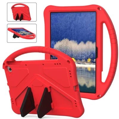 EVA Protective Cover for Amazon Fire Max 11 / Google Pixel Tablet , Grip Handle Kickstand Tablet Case - Red