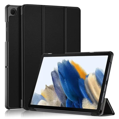 Чехол для планшета Samsung Galaxy Tab A11+ / A9+ однотонный из искусственной кожи и поликарбоната с трифолд-подставкой - Черный