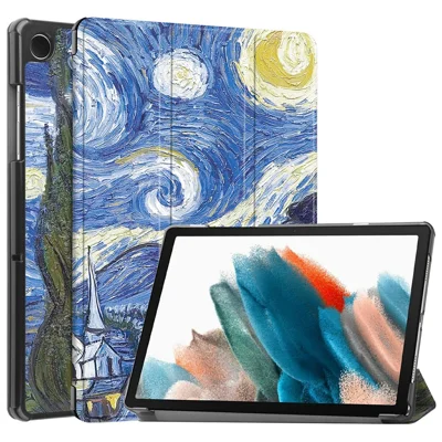 Folia na Samsung Galaxy Tab A9+ Trifold Stand Tablet Case PU Leather Pattern Printing Smart Protective Cover - Gwieździsty Wachlarz