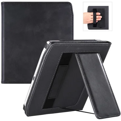 Cover per E-Reader per PocketBook Era (2022) PB700, Custodia in Pelle PU con Supporto e Cinturino da Polso / Accensione e Spegnimento Automatico - Nero