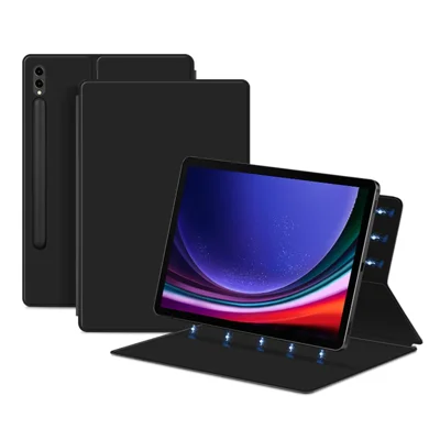 For Samsung Galaxy Tab S10+ / S9+ PU Leather Tablet Case Magnetic Absorption Stand Tablet Cover - Black